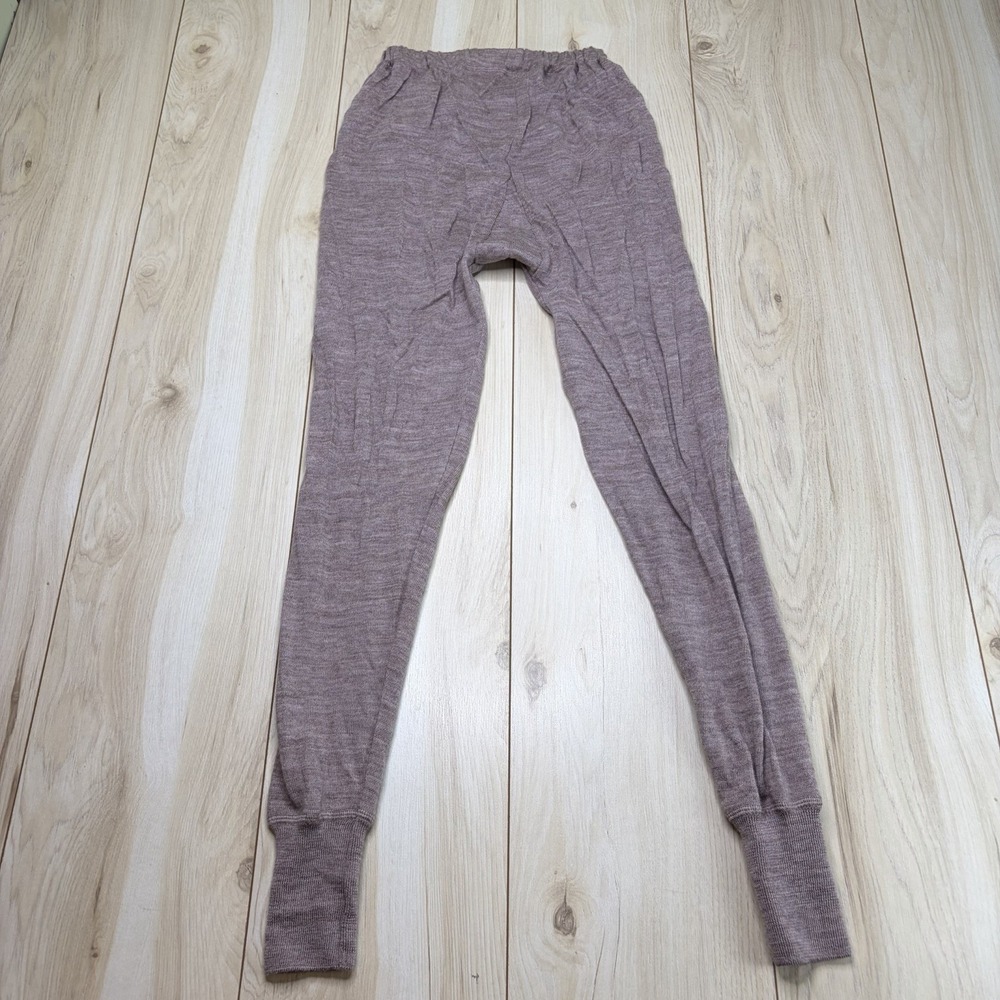 Snowflakes Pure Wool Long Johns Thermal Base Layer Pants Large Purple
